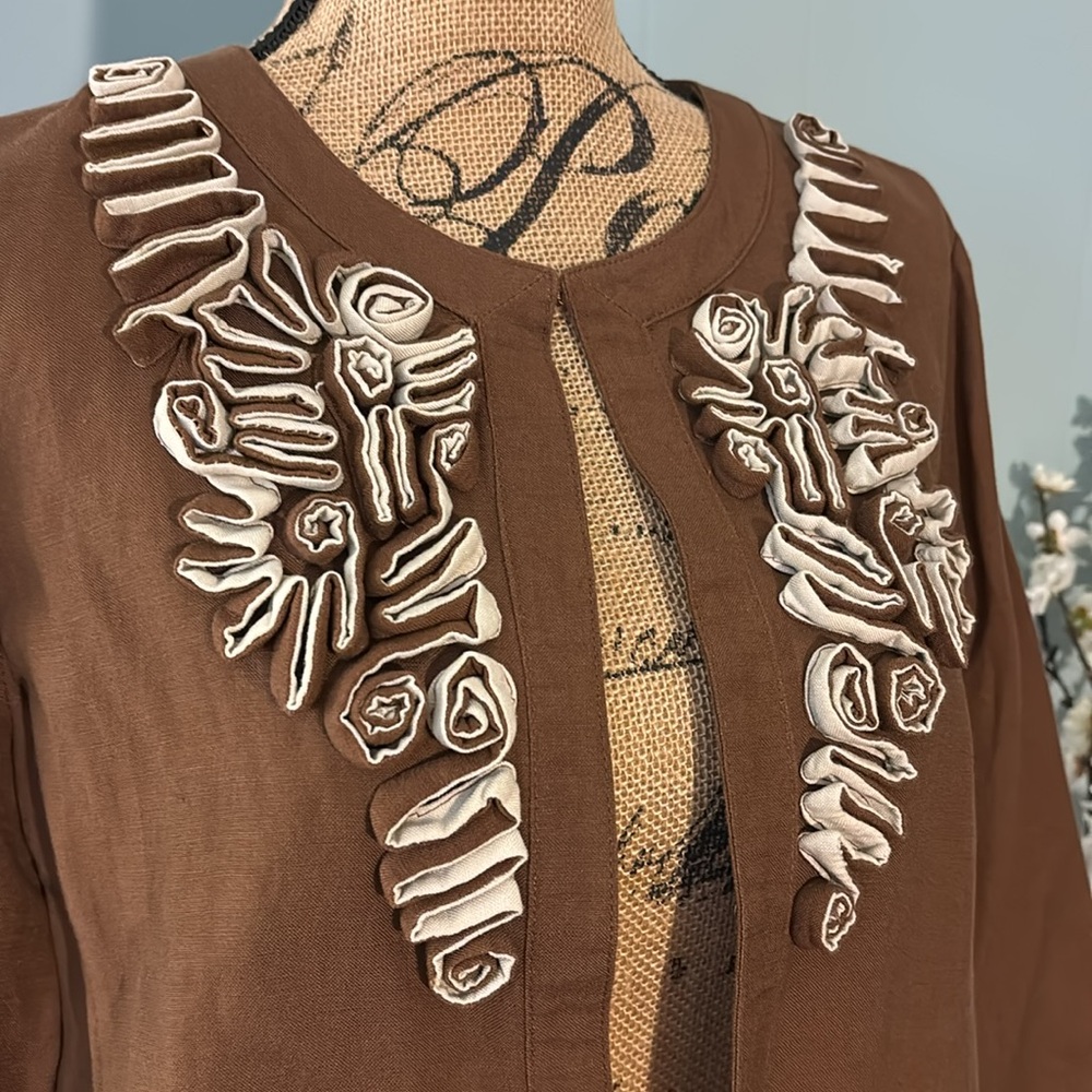 Ruby Rd. Linen Blend Embroidered Light Jacket - Picture 2 of 9